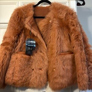 luxury Top quality 100% real lambswool fur coat
